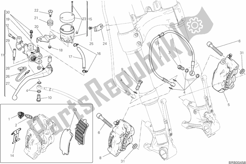 Alle onderdelen voor de Voorremsysteem van de Ducati Monster 1200 S Stripes 2016